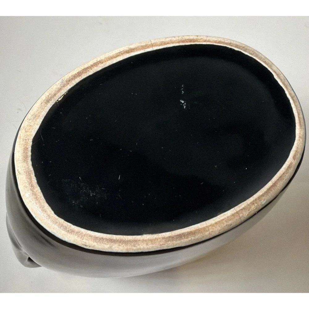 Vintage Hall Mid Century Modern Water Pitcher, Glossy Black Pottery